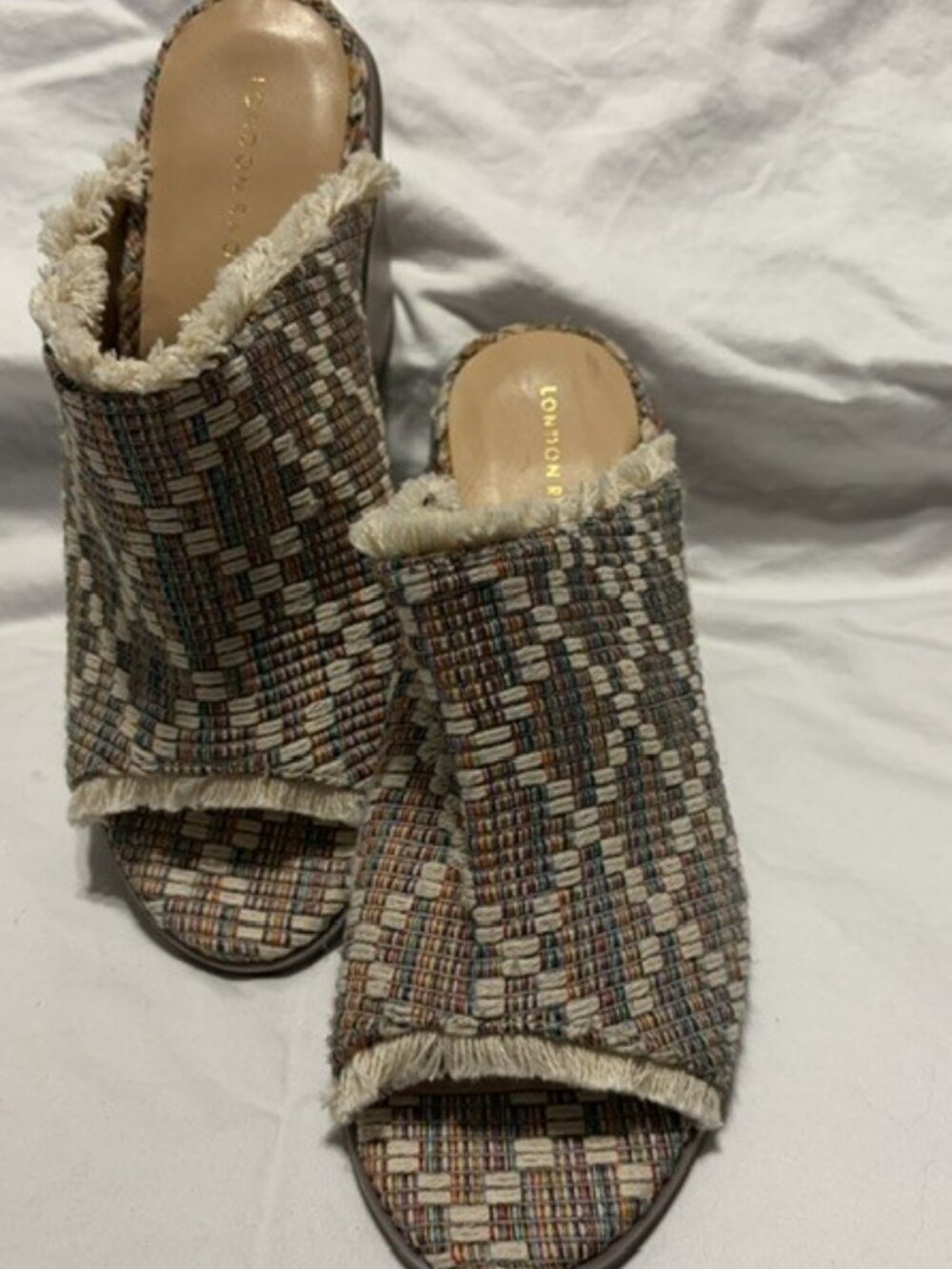 New London Rag Maya Mules 7.5 Tweed Tapestry Slip On